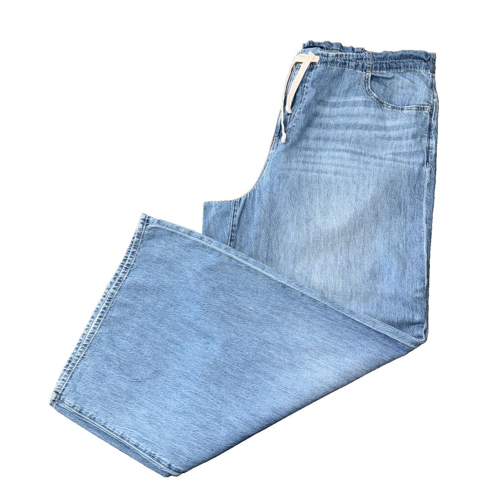 Gap Superlight Pull On Baggy Jeans Pants Light Wash Denim High Rise Wide Leg XXL - Picture 3 of 10